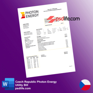 Czech Republic photon energy Utility Bill fake Psd Template, full editable regulation | fake download free bill psd