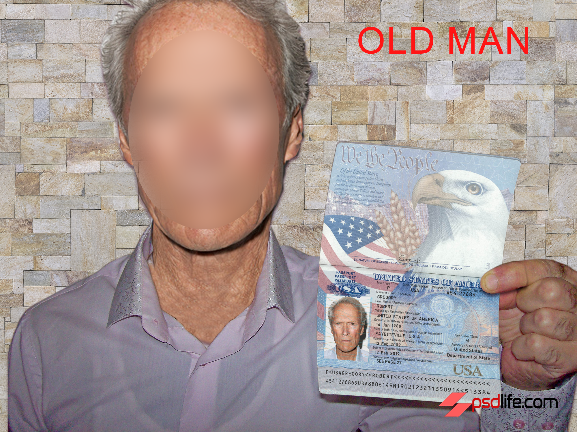 Selfie passport psd template editable ( Female and male ) - Image 3