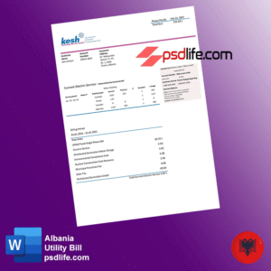 Albanian power corporation Kesh Utility Bill in word format template