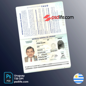 Uruguay passport psd free template & citizenship by marriage | pass fake psd | Descarga gratuita editable de plantilla psd de pasaporte falso de Uruguay