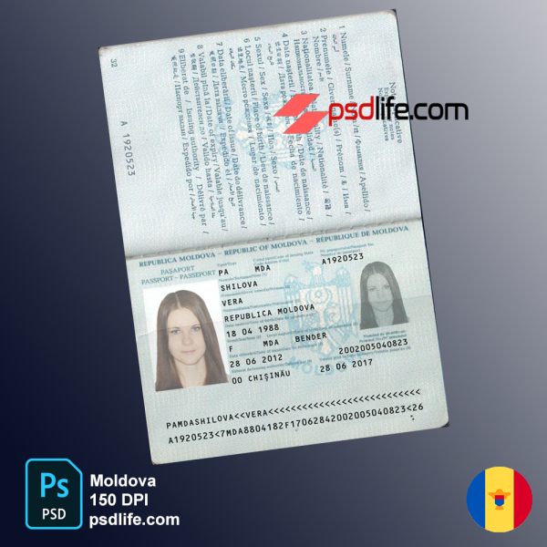 Moldova Passport Psd Template Easy For Download And Editable In Psdlife 6805