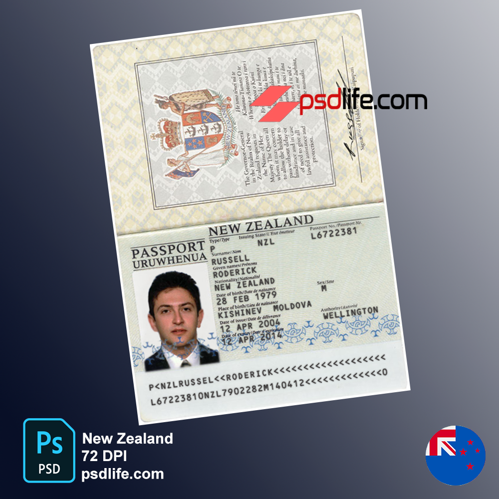 New Zealand Passport Psd Template Colour And Format Downloading 5530