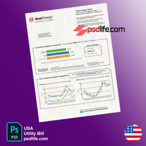 USA Xcel Energy Utility bill psd template for address proof