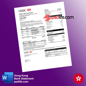 Hong Kong HSBC bank statement psd free template fully editable with photoshop