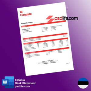 Estonia Citadele bank Statement template editable in microsoft word format