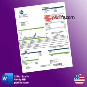 USA Idaho BOISE utility bill Word document format template