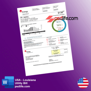 USA Louisiana Entergy utility bill Word document format template