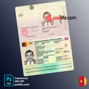 Download free Cameroon fake passport psd template 💥 2023 💥 new version | fully bank front and back side editable in photoshop