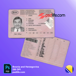 Download free Bosnia and Herzegovina fake driving license psd template | driver license fully editable in photoshop with all fonts