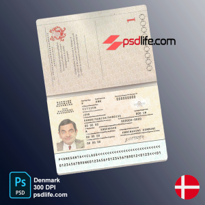 Download free Denmark fake passport psd . Fully editable Photoshop . High quality . Easy to customize, Layer based, fonts included. you can edit this template and put any name