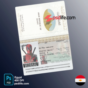 downlaod free Egypt fake passport psd template for websites kyc pass | egyptian pass fully editable in photoshop format | 😍 New Version 😍