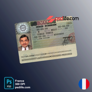 Download free France fake schengen travel visa psd template in photoshop format | fully editable all details and photos