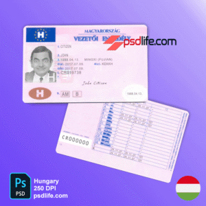 Hungary fake driver license psd template in photoshop