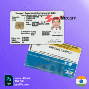 download free India Delhi fake driving license psd template | transport department goverment of delhi new version 2023