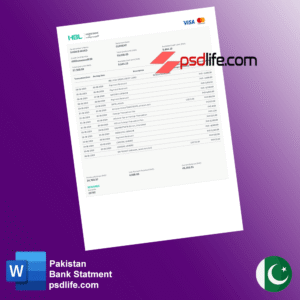 Download free Pakistan Habib bank statement Word and PDF template | all details [ name , address , transaction describtion and ... is editable