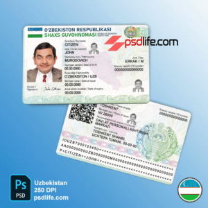 Download free Uzbekistan fake id card fully and completly psd template with all fonts | fully editable with photoshop