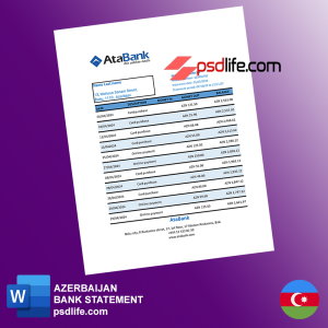 Azerbaijan Atabank bank statement template in word excell format