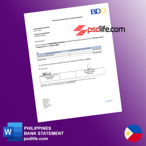 Philippines BDO bank statement psd free template