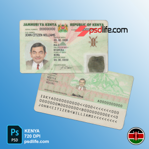 Kenya fake id card Psd template editable