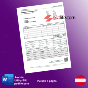 Austria pay slip word template include 5 pages fully editable