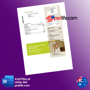 Download free Australia AGL Gas utility bill template in word format | fully editable