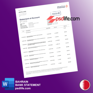Download free Bahrain Alsalam bank statement template in word format | all details editable psdlife.com