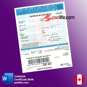 Download free Canada Birth Certificate psd template | fully editable