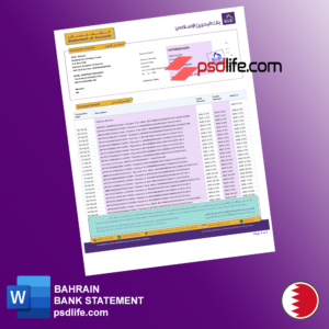 Bahrain Bisb Bank Statement word template fully editable